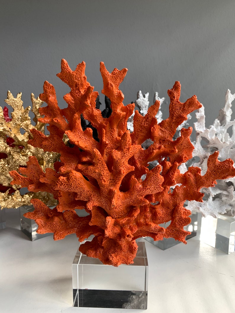 Decorative Red Crystal Coral Reef, Office Decor, Coral Object, Coral Stone Sculpture, Luxury Home Decor Objects, Christmas Gifts For Her image 4