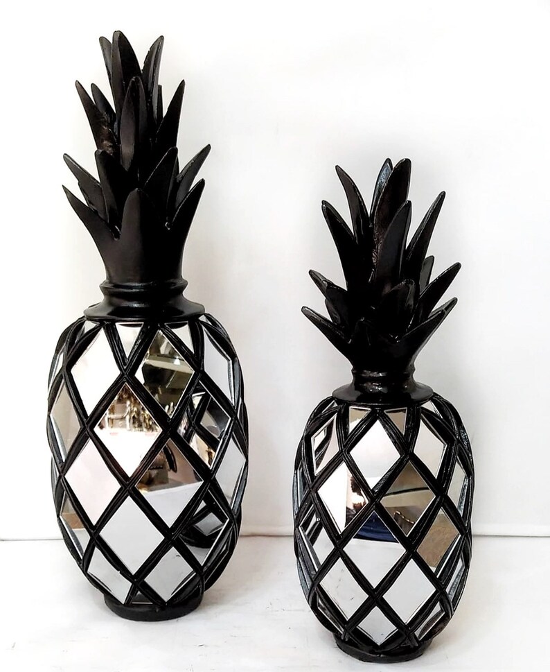 Silver Mirrored Pineapple Set Pineapple Object Pineapple Etsy