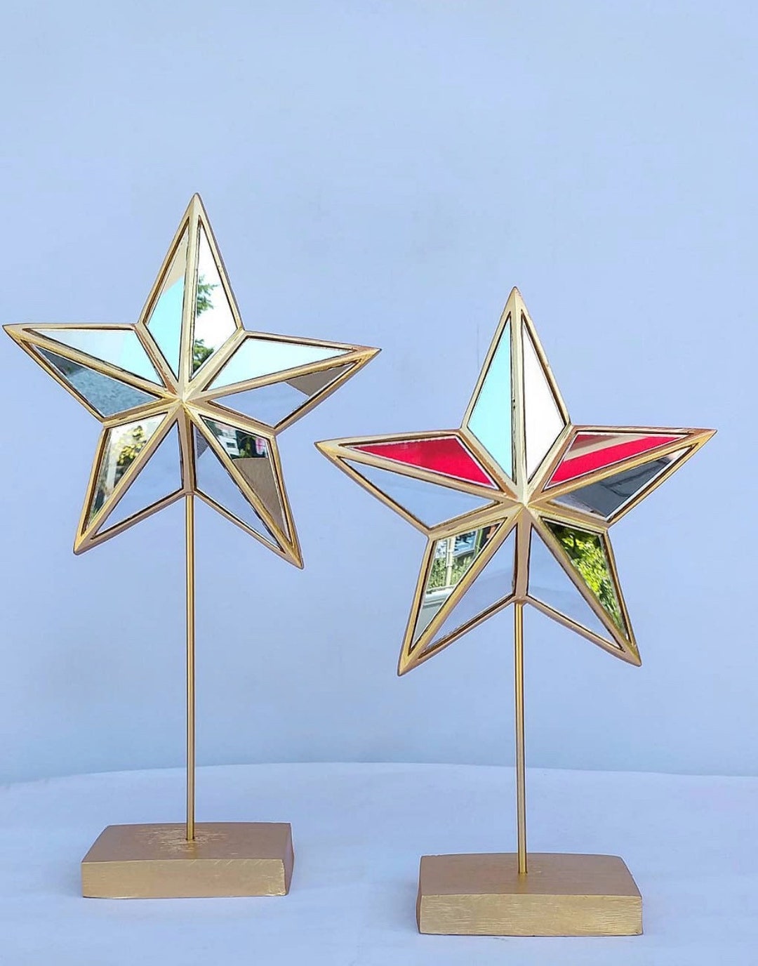 Christmas Table Decor, Gold Star Stand Decor, Christmas Decoration