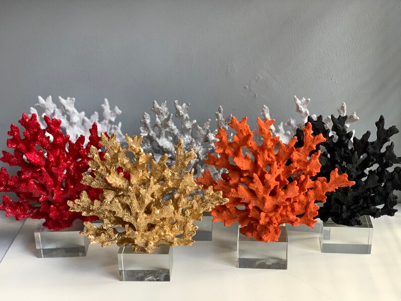 Decorative Red Crystal Coral Reef, Office Decor, Coral Object, Coral Stone Sculpture, Luxury Home Decor Objects, Christmas Gifts For Her image 3