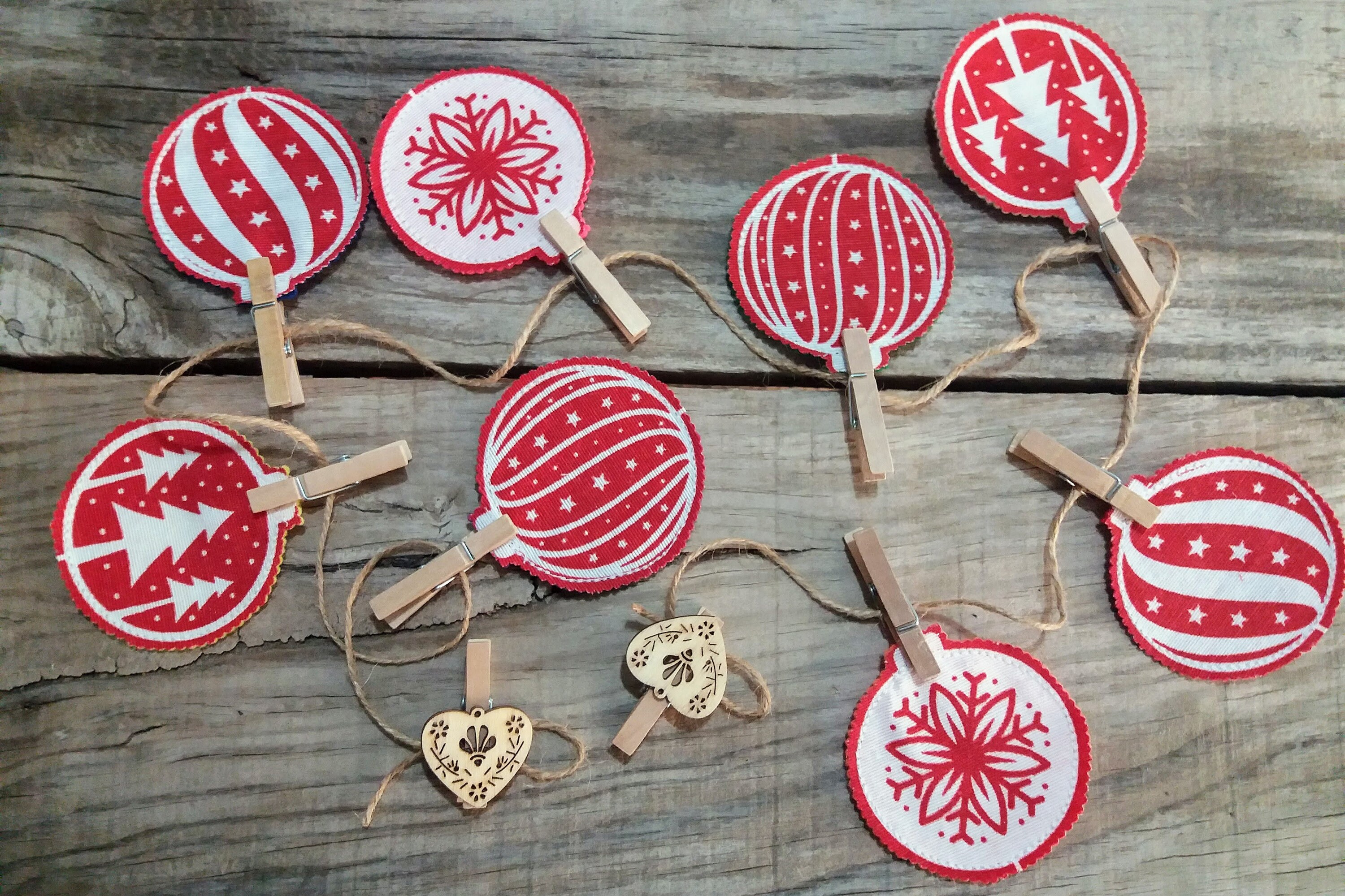 Felt Christmas baubles garland with wooden clothespins Etsy