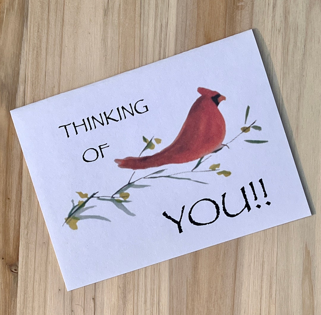 Set of 8, Cardinal Thinking of You, Cardinal Note Card, Cardinal, Red ...