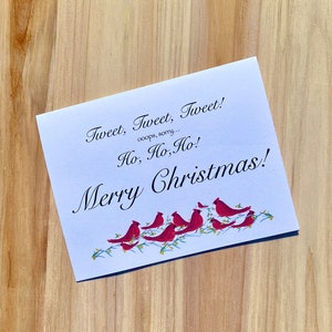 Ensemble de 8, cartes de Noël cardinales, cartes de Noël, cartes de Noël, cartes cardinales, cartes d’oiseaux cardinaux, cartes de Noël vierges à l’intérieur