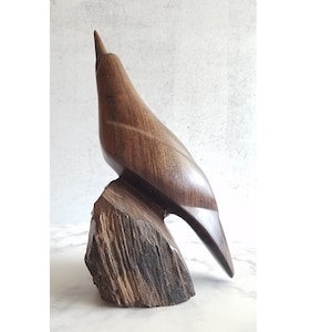 Vintage Hand-Carved Ironwood Bird - Rare Bird Decor - Unique Ironwood Carving - Rustic Home Accent - Artisan Bird Sculpture