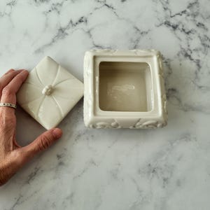 Vintage shabby chic fine parian porcelain trinket box decorative collectible elegant storage antique jewelry box gift for her vintage decor