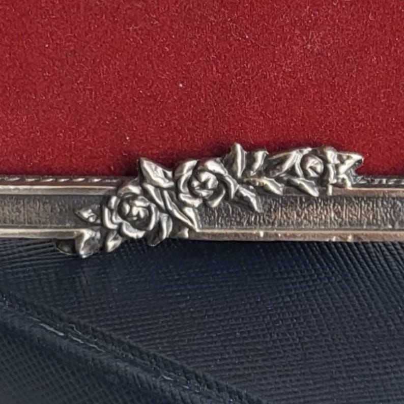 Adorable small vintage floral and bow pewter frame, charming photo holder, shabby chic home decor, unique collectible, perfect for a gift