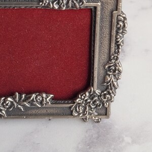 Adorable small vintage floral and bow pewter frame, charming photo holder, shabby chic home decor, unique collectible, perfect for a gift