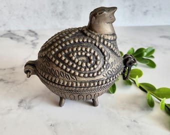 Vintage Hand-Cast Brass Bird Jewelry Box, Made in India, Dhokra Metal Craft, Unique Artisan Craftsmanship, Elegant Trinket Storage Solution