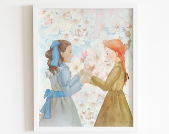 Anne With An E Art Print , Anne and Diana Promise Scene , Printable Wall Art , Digital Instant Download