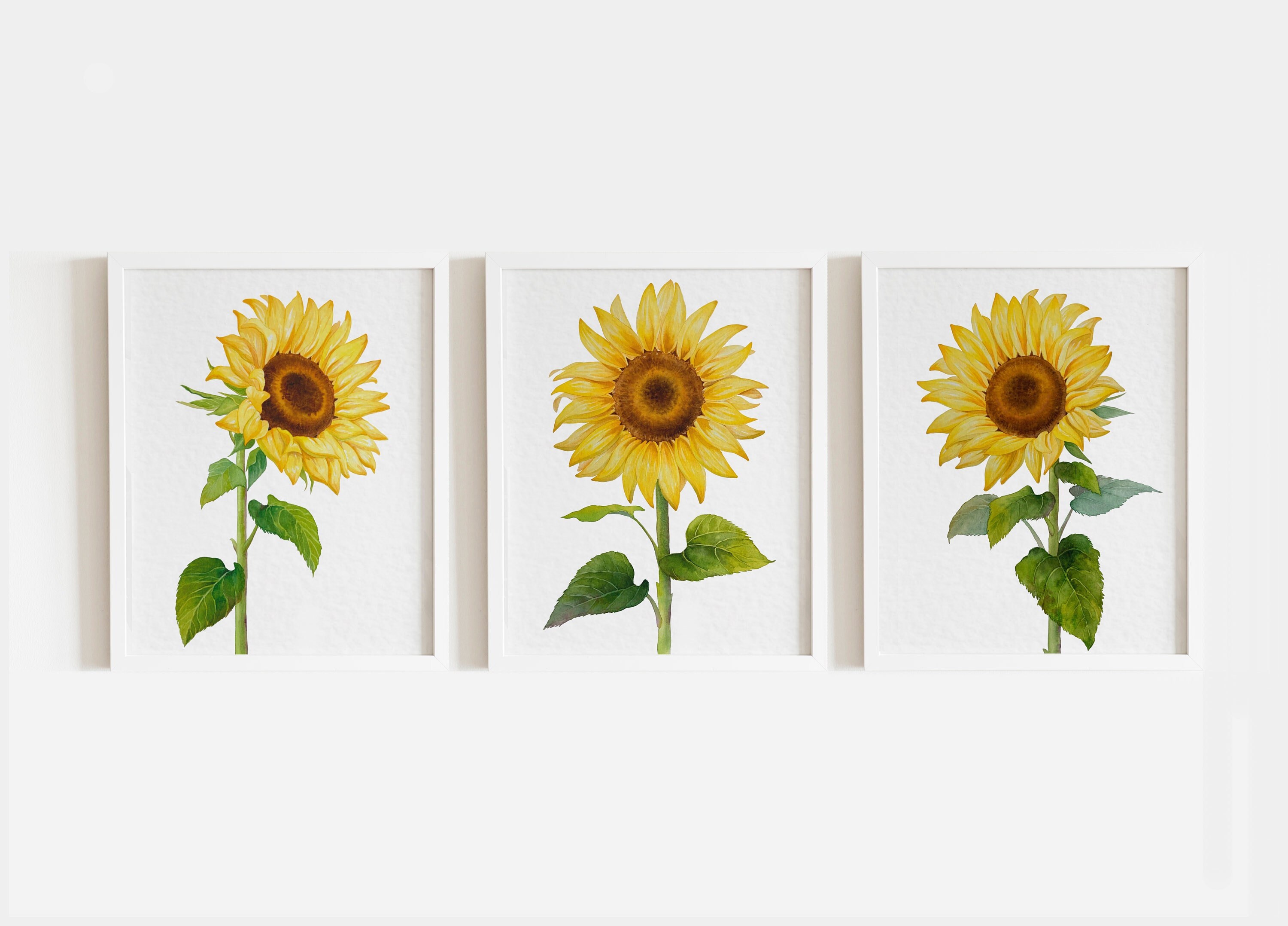 花のプリント、3 つのひまわりの壁アート、夏の壁アート、すぐに