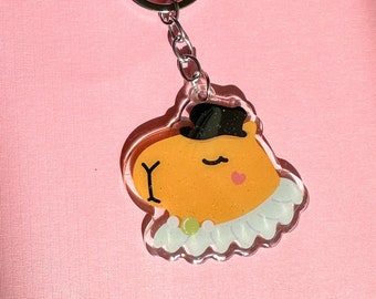 Capybara Acrylic Keychain//Cartoon Art Style Double-Sided Epoxy Glitter Charm//Cute Capybara Lover Gift//Animal Keychain