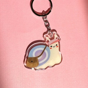 Snail Mail Acrylic Keychain//Cartoon Art Style Double-Sided Epoxy Glitter Charm//Cute Snail Lover Gift//Animal Keychain