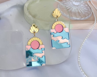 Sunrise Arch Earring//Statement Earring//Acrylic Earring//Art Deco Earring