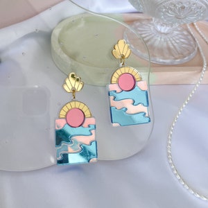 Sunrise Arch Earring//Statement Earring//Acrylic Earring//Art Deco Earring