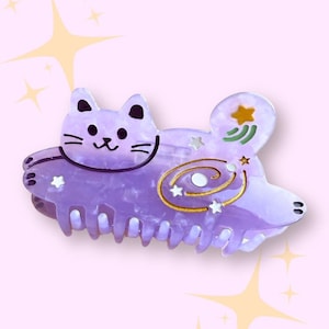Galaxy Cat Hair Claw Clip//Cute Animal Hair Accessory for Women//Stylish Cat Lover Gift//Trendy Hair Claw//Gift for Fashion Lover