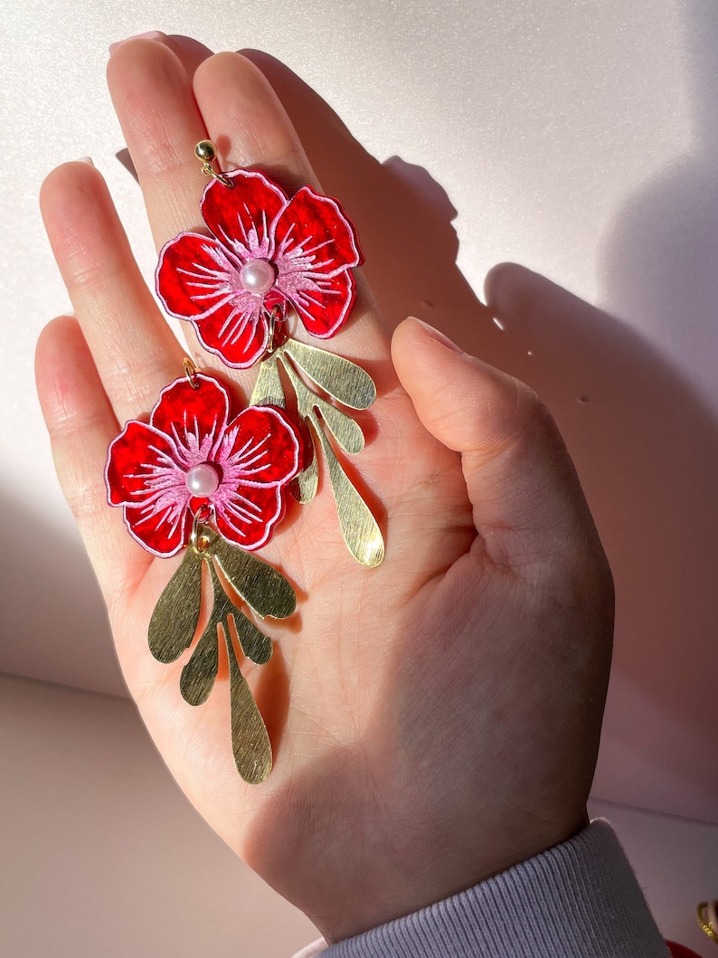 Flower of Luck//Statement Earring//Acrylic Earring image 2