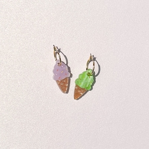 Ice Cream Cone Earrings//Statement Earring//Acrylic Earrings //Asian Food Earrings//Ice Cream Charm//Gift for Foodie//Summer Earrings