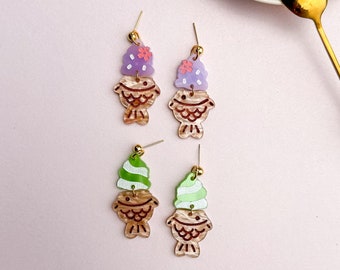 Taiyaki Ice Cream Earrings//Statement Earring//Acrylic Earrings //Asian Food Earrings//Taiyaki//Ice Cream Earring//Gift for Foodie