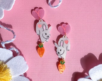 Bunbun the Rabbit Earrings//Spring Earring//Statement Earring//Acrylic Earring//Animal Earrings//Spring Vibes//Gift for Her