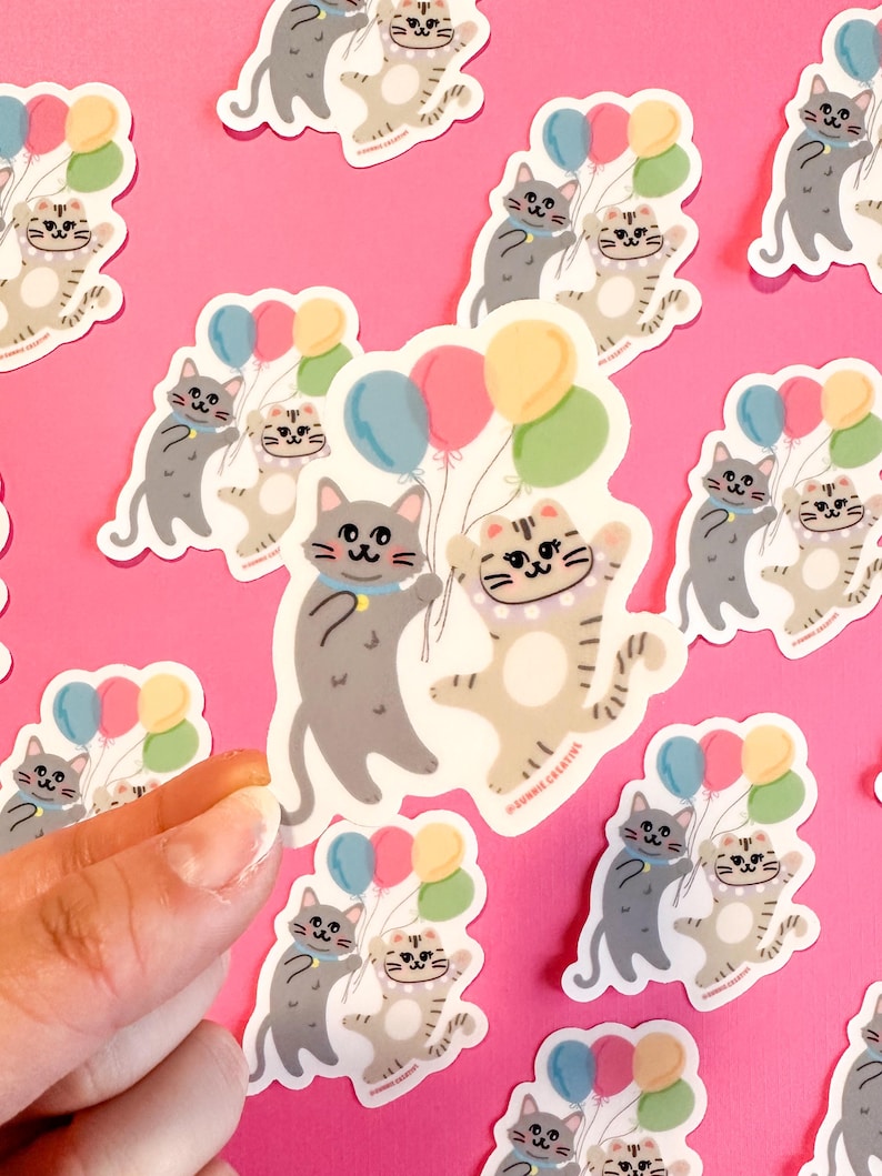 Dabloons Cat Sticker Balloon Cat Clear Sticker: Waterproof Digital Art - Etsy