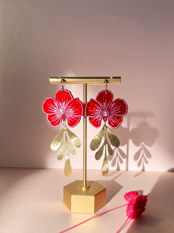 Flower of Luck//statement Earring//acrylic Earring Etsy