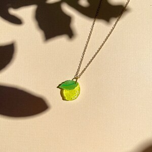Mini Lemon Necklace//Statement Necklace//Acrylic Necklace//Fruit Necklace//Small Statement Necklace