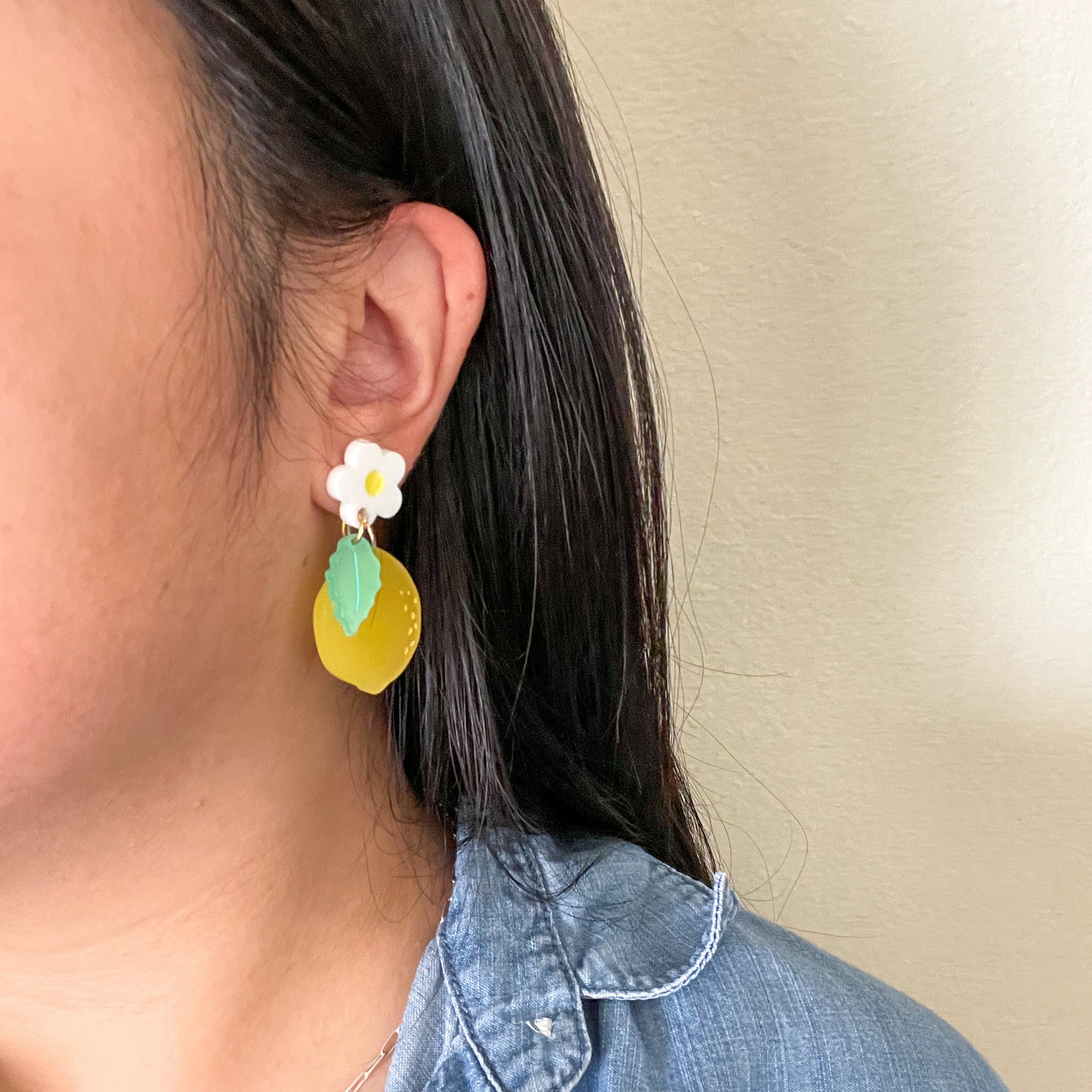 Lemon Earring//statement Earring//acrylic Earring//summer