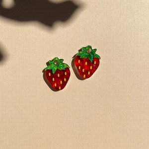 Mini Strawberry Dangle//Statement Earring//Acrylic Earring//Fruit Earrings//Small Statement Earrings Charms ONLY/No Hoops