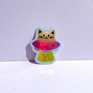 Cat UFO Sticker//Digital Art//Galaxy Stickers//Illustration//kawaii//Waterproof Sticker//Cat Stickers//Holographic Stickers