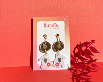 Lunar New Year Rabbit Earrings: Acrylic Statement Earrings