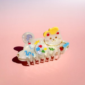 Artist Cat Hair Claw Clip//Cute Animal Hair Accessory for Women//Stylish Cat Lover Gift//Trendy Hair Claw//Gift for Fashion Lover