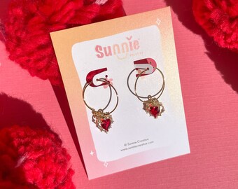 Pendentif coeur rouge délicat//boucle d'oreille animal//boucle d'oreille tendance//boucle d'oreille acrylique//design Saint Valentin//boucles d'oreilles coeur