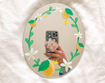 Lemon Frame Mirror//Mirror Acrylic Sun Decor//Girls Room Decor//Wall Decor//Cute Acrylic Decor//Fruit Mirror//Mirror Wall Art