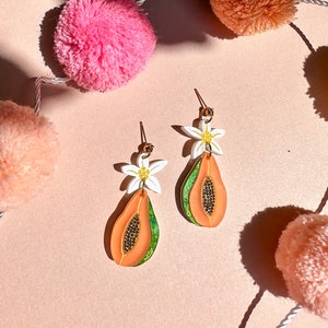 Papaya Dangle//Statement Earring//Acrylic Earring//Tropical Fruit Earrings//Summer Earrings