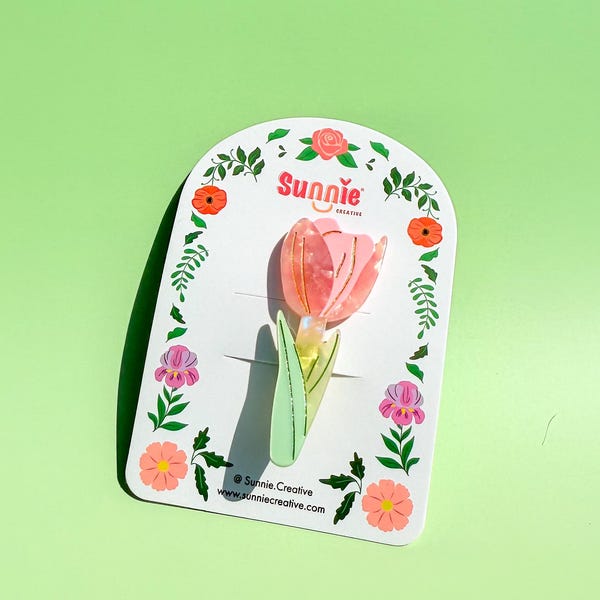 Tulip Hair Clip: Cellulose Acetate Floral Hair Claw - Sunnie Creative