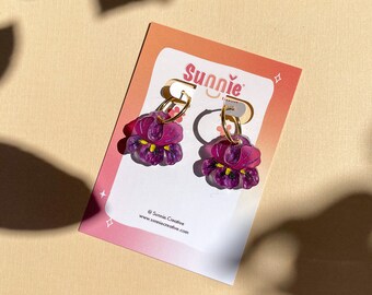 Mini Dark Purple Iris Dangle//Statement Earring//Acrylic Earring//Fruit Earrings//Small Statement Earrings