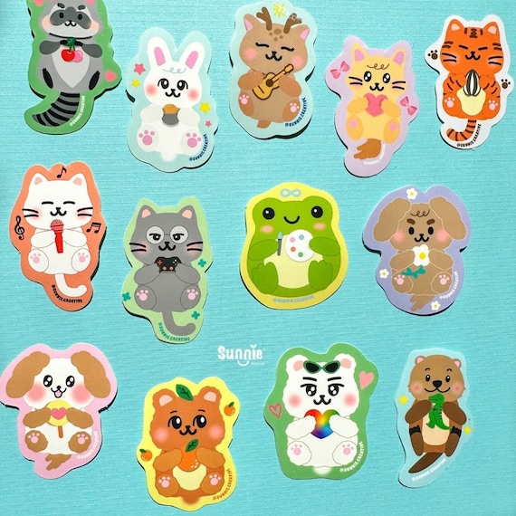 Kawaii Animal Sticker: Glossy Waterproof Die Cut Decal