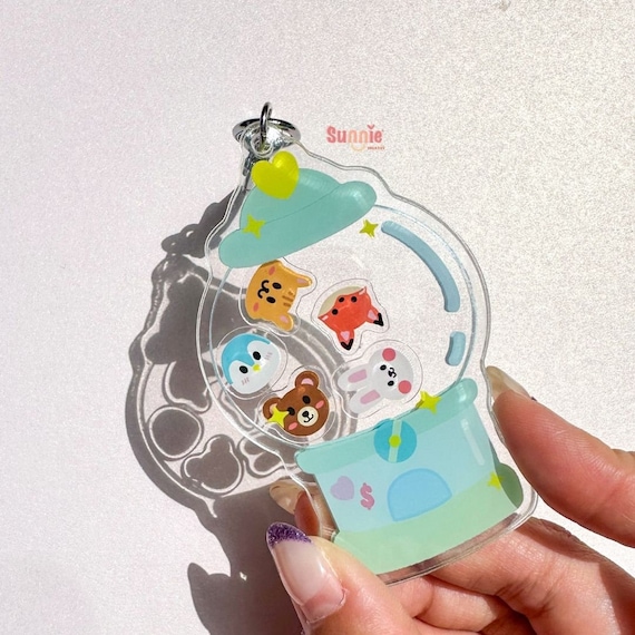 Animal Gumball Machine Acrylic Keychain//cartoon Art Style Double 