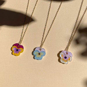 Mini Pansy Necklace//Statement Necklace//Acrylic Necklace//Fruit Necklace//Small Statement Necklace