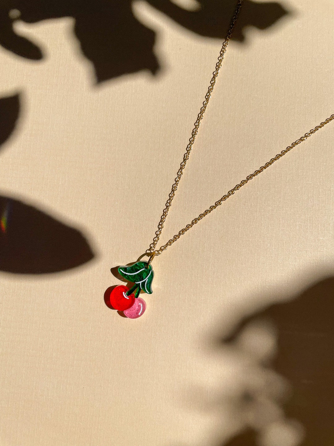 Mini Cherry Necklace//statement Necklace//acrylic Necklace//fruit