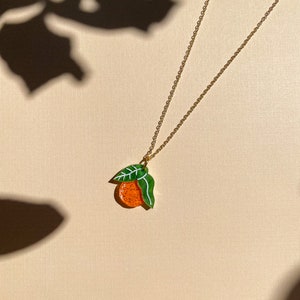 Mini Orange Necklace//Statement Necklace//Acrylic Necklace//Fruit Necklace//Small Statement Necklace