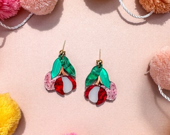 Lychee Dangle//Statement Earring//Acrylic Earring//Tropical Fruit Earrings//Summer Earrings