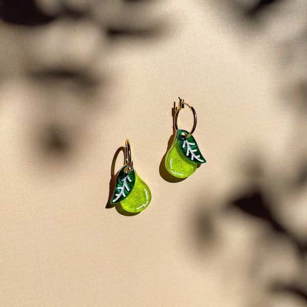 Mini Pear Dangle//Statement Earring//Acrylic Earring//Fruit Earrings//Small Statement Earrings