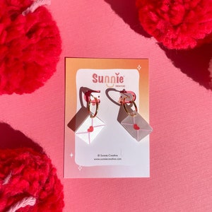Pendientes colgantes con letras de amor // Pendientes con forma de animal // Pendientes llamativos // Pendientes de acrílico // Diseño de San Valentín // Cottagecore // Pendientes con letras