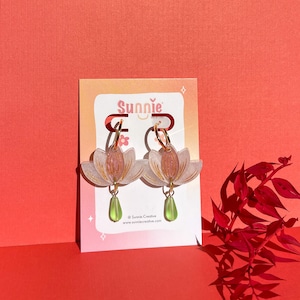 Lotus Earrings//Statement Earring//Acrylic Earring//Lunar New Year Earrings//Chinese New Year Earrings