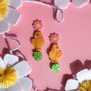 Buttercup Duck Earrings//Spring Earring//Statement Earring//Acrylic Earring//Animal Earrings//Spring Vibes//Gift for Her//Yellow Duck