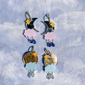 Sunrise Moonlight //Statement Earring//Acrylic Earring//Sun Earring//Cloud Earring//Rainy Cloud Earring//Moon Earrings//Weather Earrings