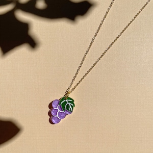Mini Grape Necklace//Statement Necklace//Acrylic Necklace//Fruit Necklace//Small Statement Necklace
