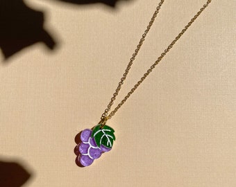 Mini Grape Necklace//Statement Necklace//Acrylic Necklace//Fruit Necklace//Small Statement Necklace