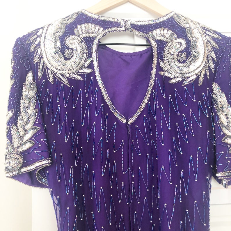 VINTAGE Laurence Kazar Beaded Sequin Silk Dress image 6